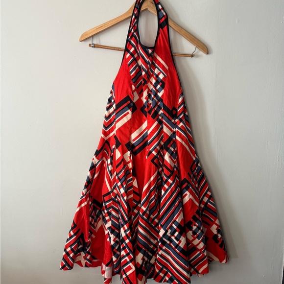 Y2K Jessica Simpson Halter Dress Geometric Print Size 6 Great Condition - Picture 1 of 4
